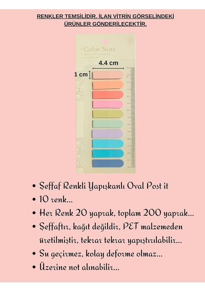 Şeffaf Renkli Yapışkanlı Not Kağıdı Oval Etiket Sabah Ve Akşam