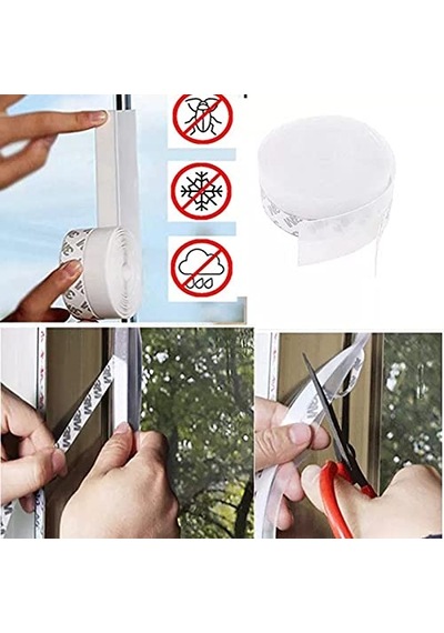 Tech 5 Metre Kapı Ve Pencere Bandı, Kendinden Yapışkanlı Şeffaf Silikon Fitil, Pvc Kapı Pencere Contası, Duşaka 0.05 M