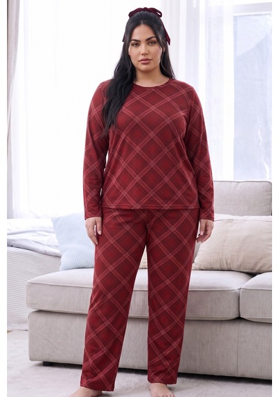 Siyah İnci Desenli Termal Kumaşlı Ultra Soft Yumuşak Büyük Beden Battal Boy Örme Pijama Takımı 26226723 Bordo Siyah İnci Desenli Termal Kumaşlı Ultra Soft Yumuşak Büyük Beden Battal Boy Örme Pijama Takımı 26226723 Bordo