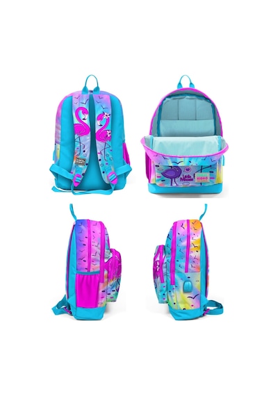 Coral High Mavi Pembe Flamingo İlkokul Ve Günlük Sırt Çantası - Kız Çocuk - Usb Soketli