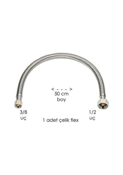Flex Çelik 1/2 3/8 Uç 50 Cm Boy 1 Adet