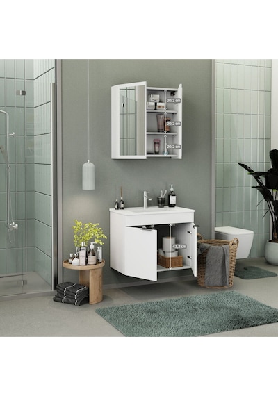 Biani Fix Loft 75 Cm Banyo Dolabı,Seramik Lavabolu, Aynalı,Lavabo Dahil,Mdf,Mat Beyaz Biani Fix Loft 75 Cm Banyo Dolabı,Seramik Lavabolu, Aynalı,Lavabo Dahil,Mdf,Mat Beyaz
