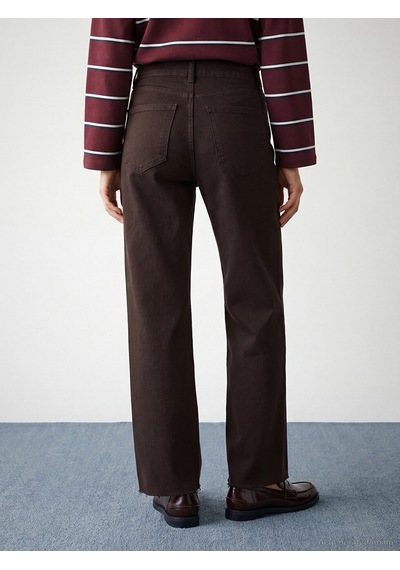 Lcw Modest Kahverengi Straight Fit Kadın Jean Pantolon