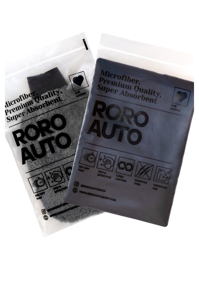 Roro Auto Siyah Mikrofiber Araç Kurulama Havlusu 60X90 ve Oto Yıkama Eldiveni Seti