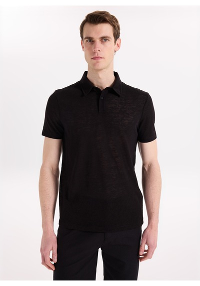 Fabrika Siyah Erkek Pamuklu Polo T-shirt F6sm-tst 2901