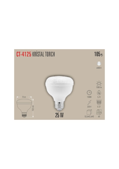 Ct-4125 25w Kristal Torch Led Ampül Beyaz 5 Adet
