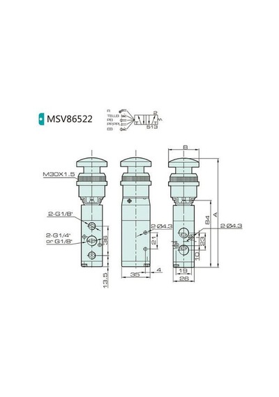Jelpc 1/4-5/2 Butonlu Valf Msv86522-pp
