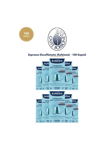 Caffe Borbone Decaf 100 Kapsül 10x10 Nespresso Uyumlu Alüminyum Kapsül Kahve Kafeinsiz