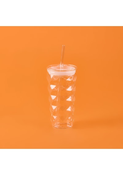 Mienn Pipetli Cam Bardak - Şeffaf - 480 Ml Renkli