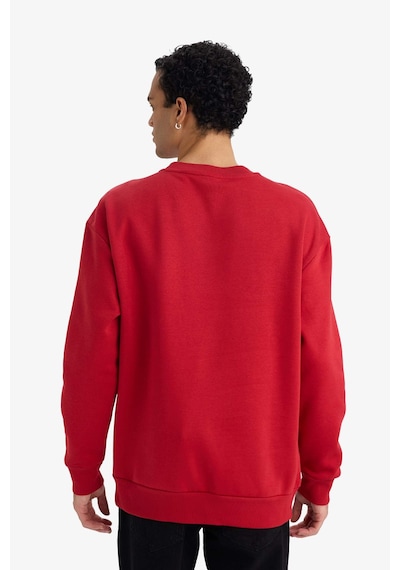 Defacto Boxy Fit Bisiklet Yaka İçi Yumuşak Tüylü Baskılı Sweatshirt X8282az25aurd349 Kırmızı-rd349