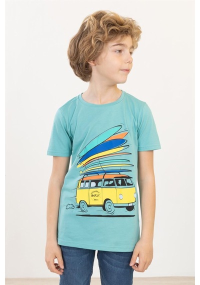 Brz Kıds Brz Kids Baskılı Unisex Çocuk Kısa Kollu T-shirt-aqua Yeşil