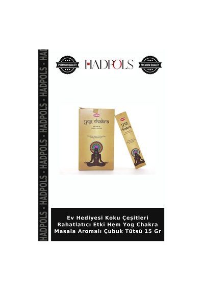 Ev Hediyesi Koku Çeşitleri Rahatlatıcı Etki Hem Yog Chakra Masala Aromalı Çubuk Tütsü 15 Gr