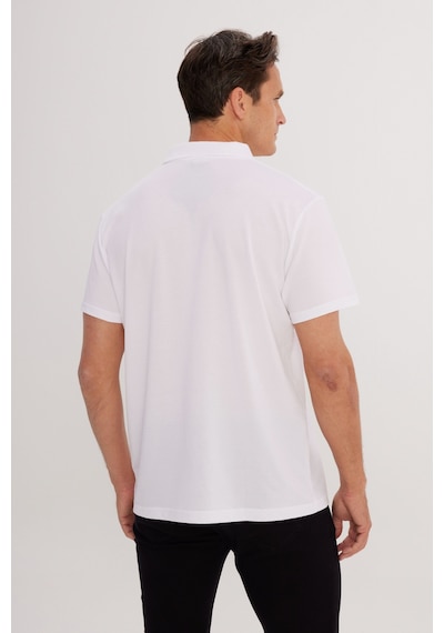 AC&Co / Altınyıldız Classics Erkek Beyaz Pamuklu Slim Fit Dar Kesim Polo Yaka Tişört Beyaz