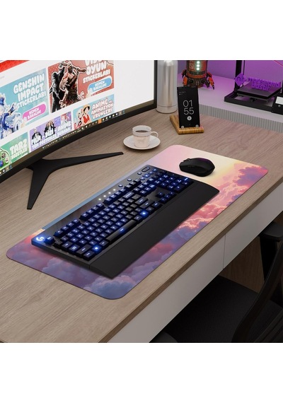 Tr Bulutlar Gaming Mouse Pad Kauçuk Kaymaz Taban Mousepad V4, 70x30 Xl