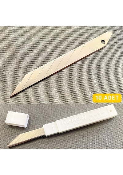 10 Adet Maket Bıçağı Yedek Uç, 30" Eğimli, 9 Mm, Deri El Aleti