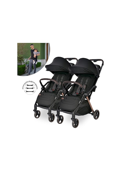Lorelli Loret Otomatik Katlanan Kabin Boy & İkiz Bebek Arabası - Black