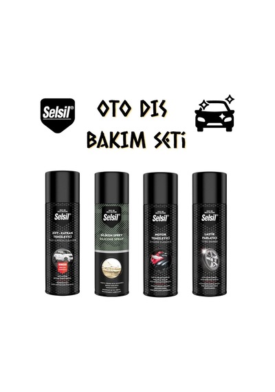 Selsil Oto Dış Bakım Seti 4 Parça Zift Katran-lastik-motor-silikon Spreyi