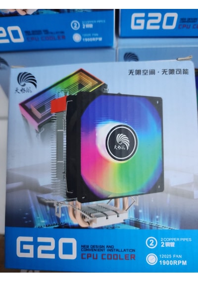 G20 İntel Ve Amd Uyumlu Cpu Soğutucu Rgb Fanlı 2 Bakır Borulu