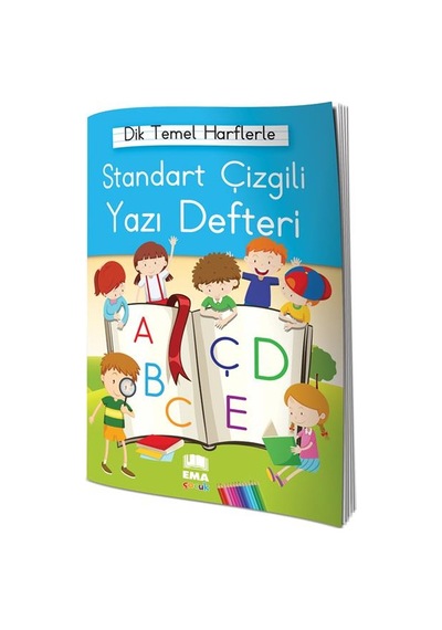 Ema Çocuk Dik Temel Harflerle Kılavuz Çizgili Yazı Defteri 2023