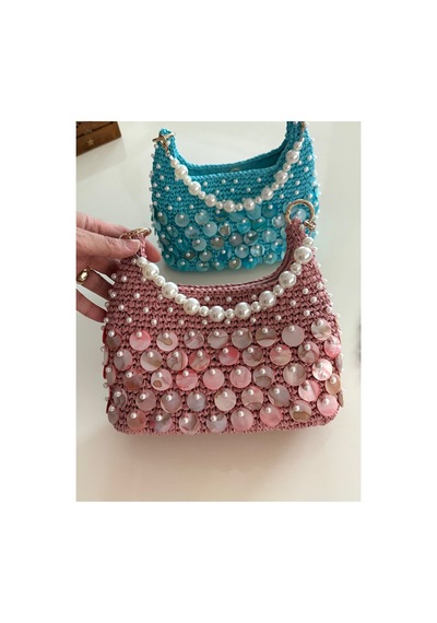 Bolca Emek El Örgüsü Pullu Kadın El Çanta Pembe - 922339867 Pembe - 922339867 Pembe