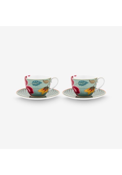 Mavi Porselen Çay Fincan Seti 280 Ml