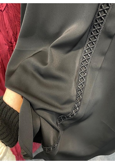 Pera Moda Büyük Beden İç Göstermeyen Uzun Oversize Önü Nakışlı Şık Gömlek Siyah