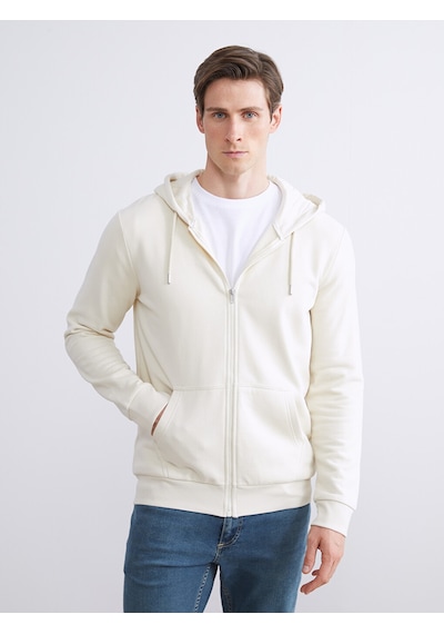 Lcwaıkıkı Classic Bej Kapüşonlu Uzun Kollu Erkek Fermuarlı Sweatshirt
