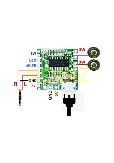 Pam8403 Mini Ses Yükseltici Class D 2x3w Amfi Kartı Micro Usb Beslemeli Stereo