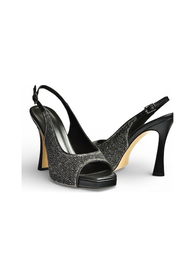 Fox Shoes Y569925214 Siyah Sim Minik Taş Detaylı Kalın Topuklu Abiye Ayakkabı Siyah