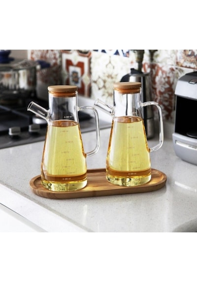 Borosilikat Cam Yağlık Standlı Set  2'Li 900 ML
