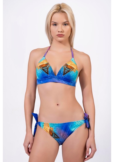 Endeep Kadın Yarım Dolgulu Desenli Bikini Takımı Mavi