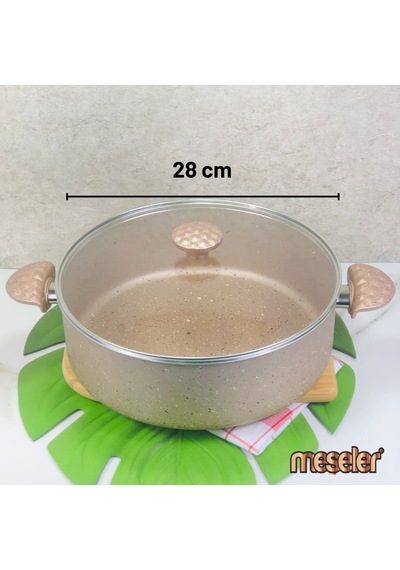 Meşeler Granit 28 CM Derin Tencere Rose Meşeler Granit 28 CM Derin Tencere Rose