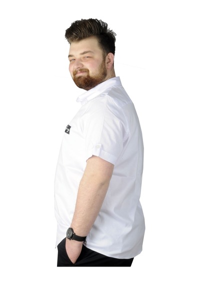 Mode Xl Büyük Beden Gömlek Baskılı God Day 22366 Beyaz 001