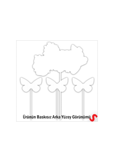 Kelebekli Happy Birthday Pasta Süsü 4 Lü Set - Mavi