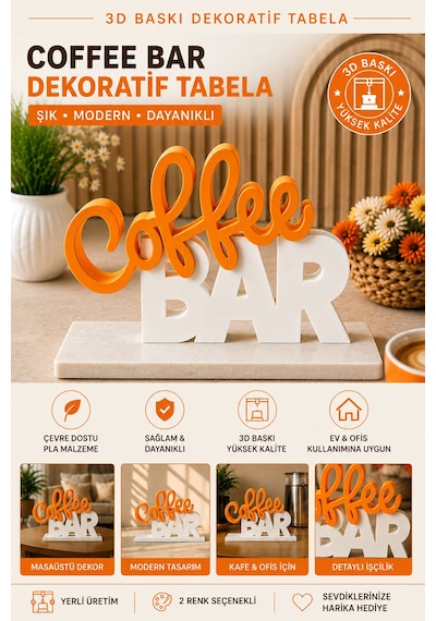 Coffee Bar Dekoratif Masaüstü Tabela 3d Baskı Modern Kafe Ve Mutfak Dekoru 05073139