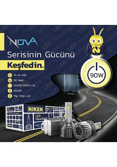 Niken Led Xenon Nova Serisi H4 90w 6500k 24.000lm