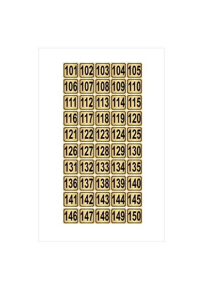 Metal Kapı,masa,dolap Numarası 3,5cmx3,5cm 50 Adet (101…150) Altın Renk Metal