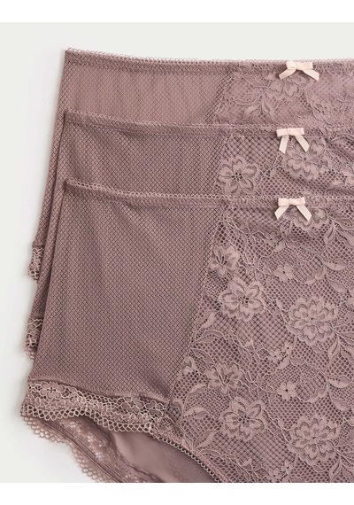 Marks & Spencer 3’lü Dantelli Full Brief Külot T61004958F Kahverengi