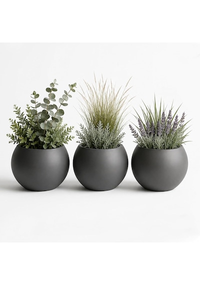 Tr Zevli Japandi Tarzı Modern Küre Saksı 3'lü Set - Su Sızdırmaz Dekoratif Salon Ve Balkon Saksısı Hediyelik Ç Diğer 60581162