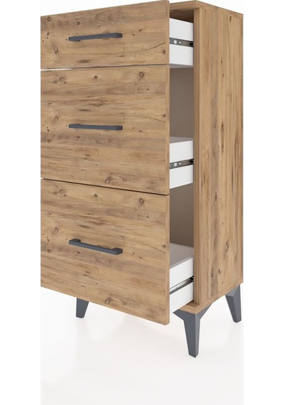 Arges Komodin 3 Çekmeceli 44x30x96 Çam-çam Çam