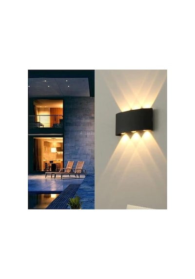 Modern Çift Yönlü Duvar Aydınlatma Led Aplik 10 Watt Desenli Gün Işığı 10 Parça Siyah