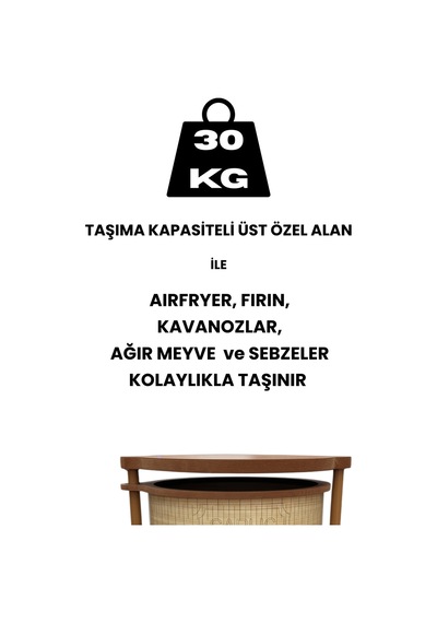 Ahşap Sebzelik Geleneksel Tasarım Yuvarlak Akça Desenli 2 X 7 + 3 Kg Kapasiteli Hazır Gönderim Diğer