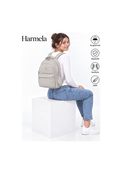 2200 Hafif Kullanışlı Okul Sırt Çantası Unisex Okul Çantası Bej