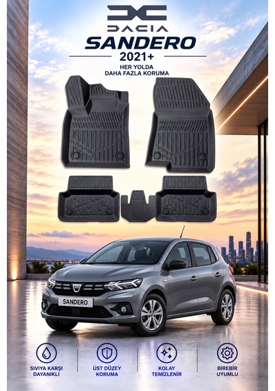 Dacia Sandero 2021+ Aracınıza Özel Üretim Havuzlu Paspas Takımı A+ -mod-