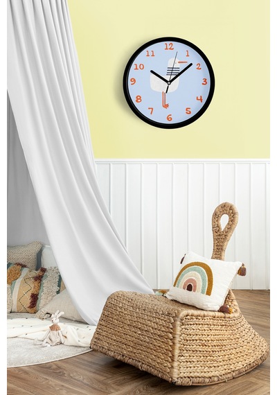 Sevimli Martı Çocuk Odası Duvar Saati - 25cm - Önü Camlı Siyah Kasa - Sessiz Mekanizma-jh1012 Siyah