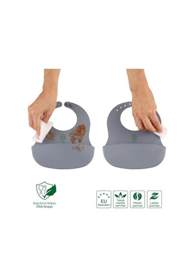 Been Silicone Baby Bib - Silikon Mama Önlüğü, Gri