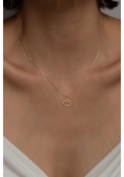 14 Ayar Altın Lotus Kolye Sarı Altın