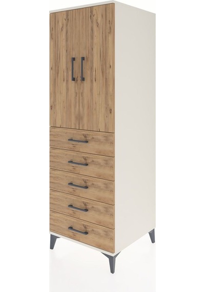 Kronos Dolap 2 Raflı 5 Çekmeceli 2 Kapaklı 60x59x182 Aytaşı-çam Aytaşı