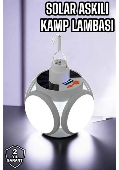 Güneş Enerjili Solar Aydınlatma Kamp Çadır Lambası Şarjlı Ampül Led Şarjlı El Feneri Işıldak Çok Renkli