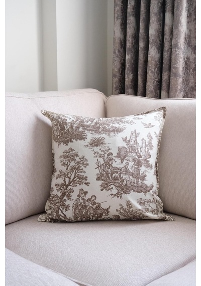 Kahverengi Kırlent Vintage Desenli 45x45 Dekoratif Yastık Kılıfı Kahverengi - 693923132 Kahverengi